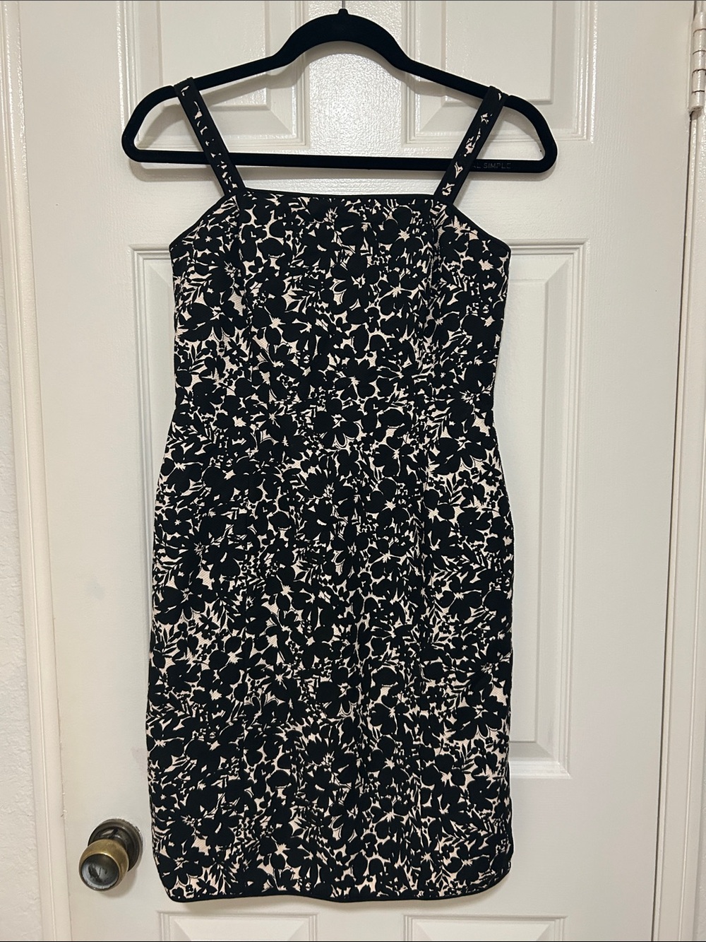 Ann Taylor Black and Cream Floral Midi Dress